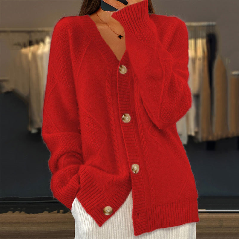 Women's Cardigan – Cable Knit Button-Front Sweater