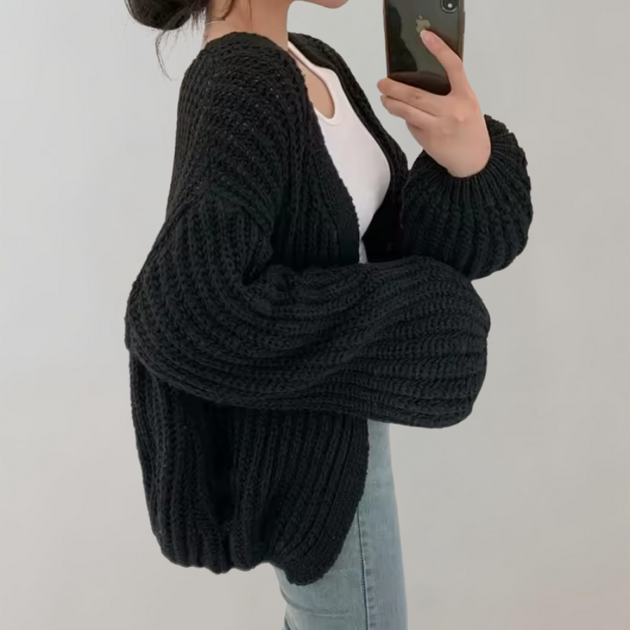 Women's Cardigan – Chunky Knit Open Front Layer