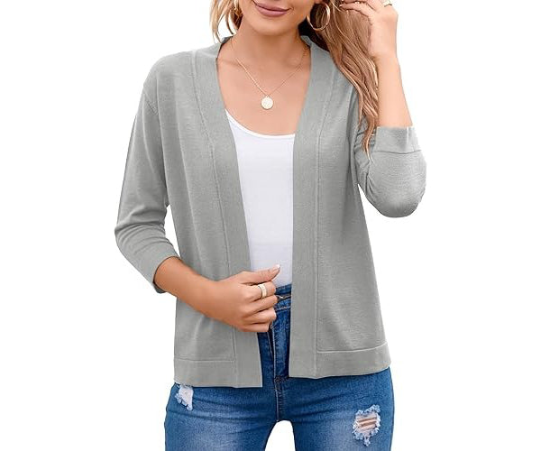 Women's Cardigan – Cropped Open-Front Lightweight Layer