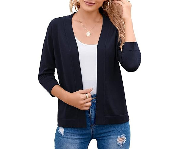 Women's Cardigan – Cropped Open-Front Lightweight Layer