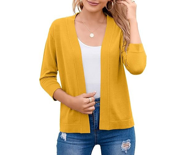 Women's Cardigan – Cropped Open-Front Lightweight Layer