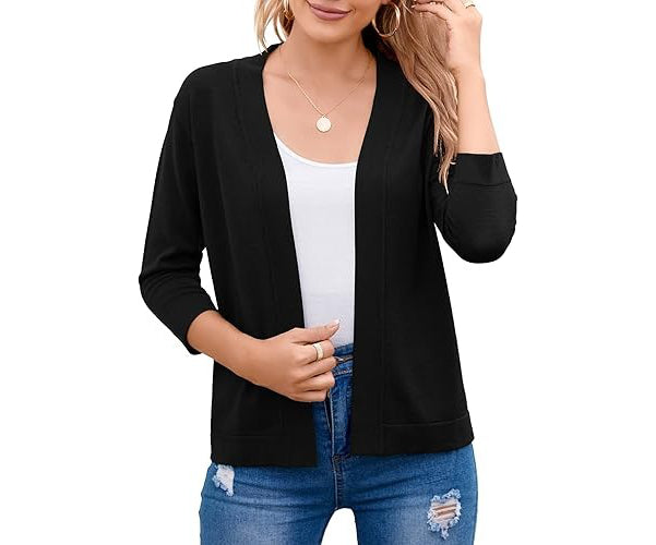 Women's Cardigan – Cropped Open-Front Lightweight Layer
