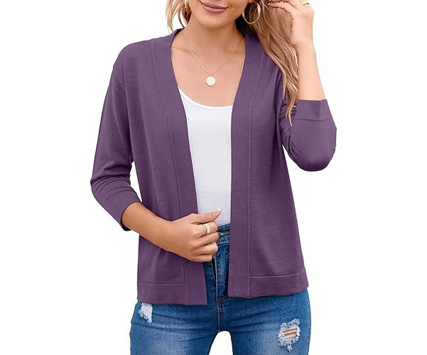 Women's Cardigan – Cropped Open-Front Lightweight Layer