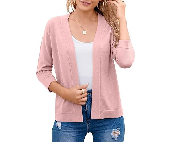Women's Cardigan – Cropped Open-Front Lightweight Layer
