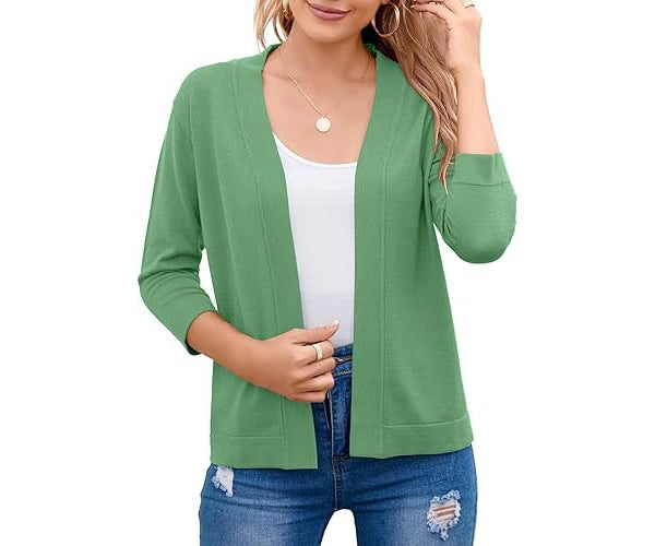 Women's Cardigan – Cropped Open-Front Lightweight Layer