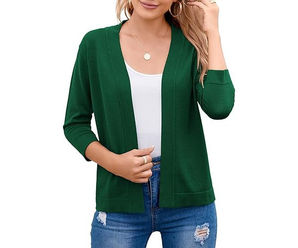 Women's Cardigan – Cropped Open-Front Lightweight Layer