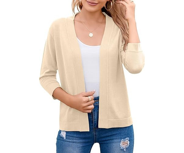 Women's Cardigan – Cropped Open-Front Lightweight Layer