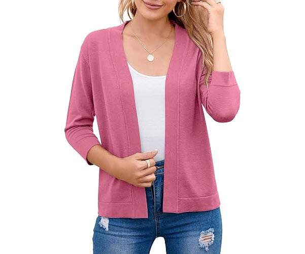 Women's Cardigan – Cropped Open-Front Lightweight Layer