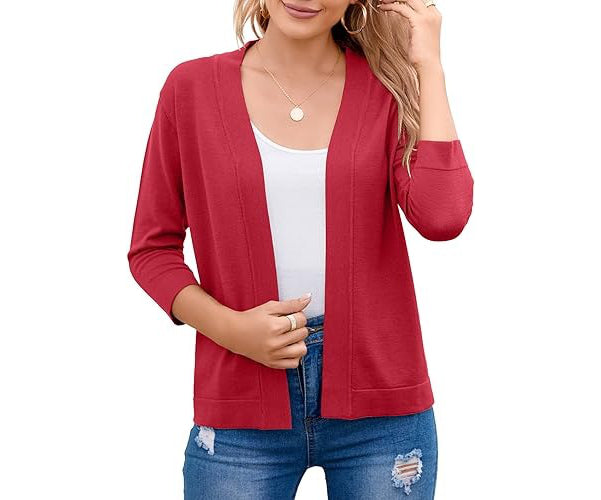 Women's Cardigan – Cropped Open-Front Lightweight Layer