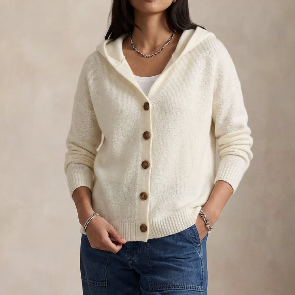Women's Cardigan Sweater – Hooded Button Front Cardigan