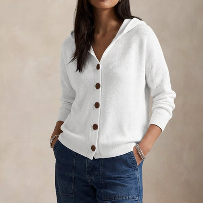 Women's Cardigan Sweater – Hooded Button Front Cardigan