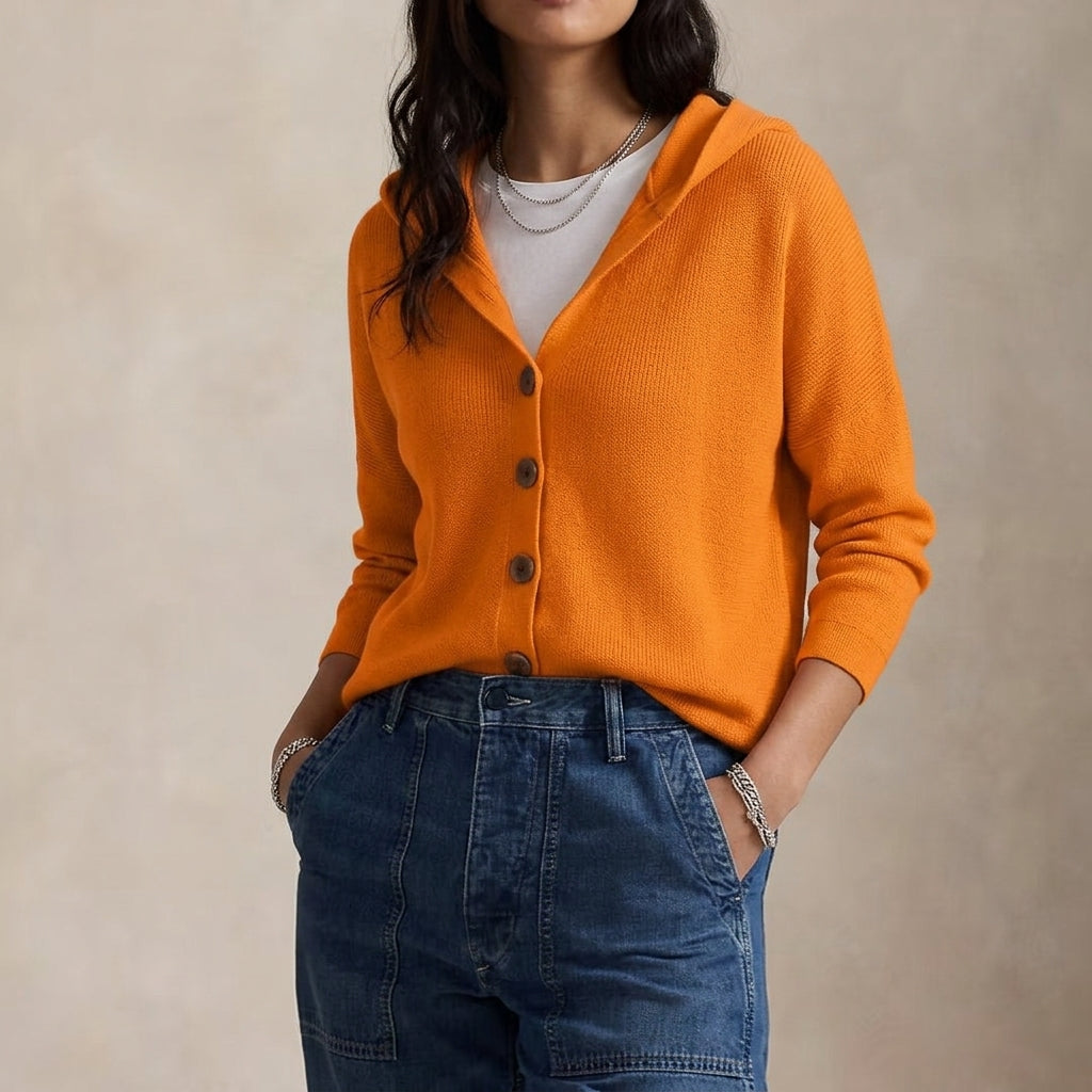 Women's Cardigan Sweater – Hooded Button Front Cardigan