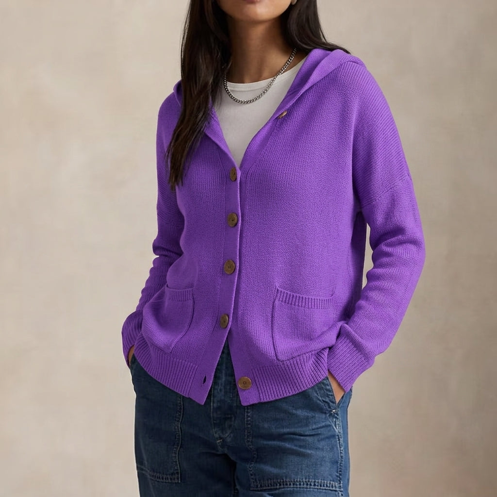 Women's Cardigan Sweater – Hooded Button Front Cardigan
