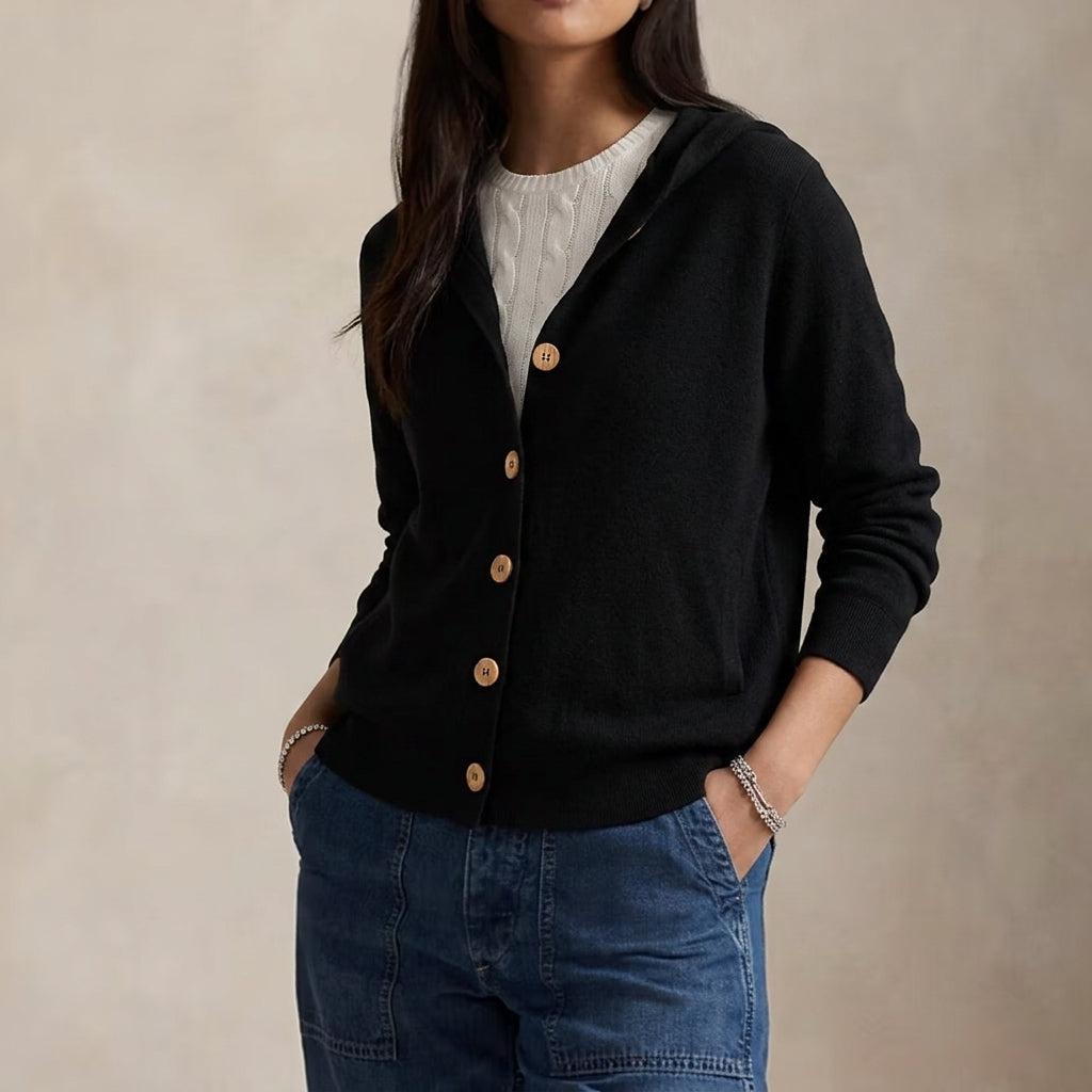 Women's Cardigan Sweater – Hooded Button Front Cardigan