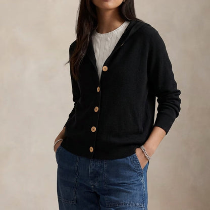 Women's Cardigan Sweater – Hooded Button Front Cardigan