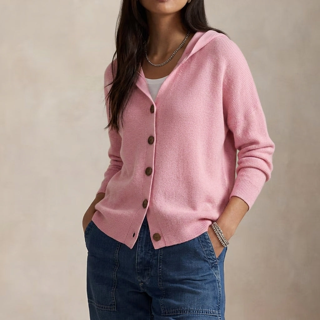 Women's Cardigan Sweater – Hooded Button Front Cardigan
