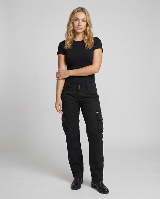 Women's Cargo Pants – Straight-Leg Utility Pocket Trousers