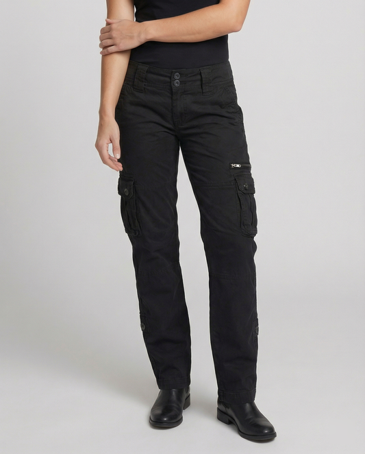 Women's Cargo Pants – Straight-Leg Utility Pocket Trousers