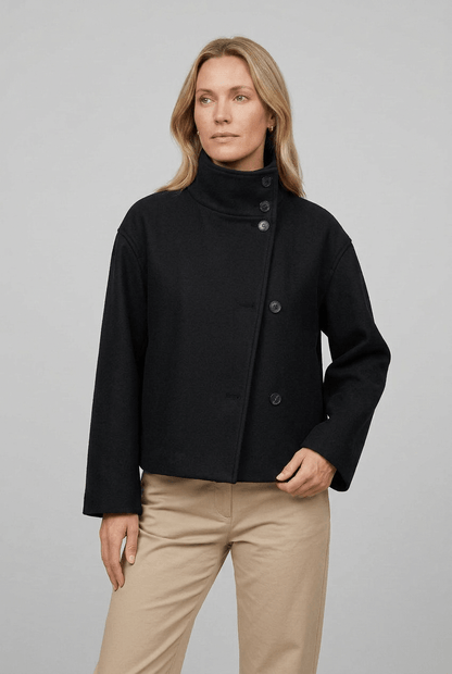 Women's Coat – Short Button-Front Tailored Style