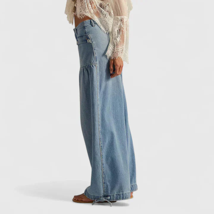 Women's Dress Pants – Balloon Leg Denim Trousers