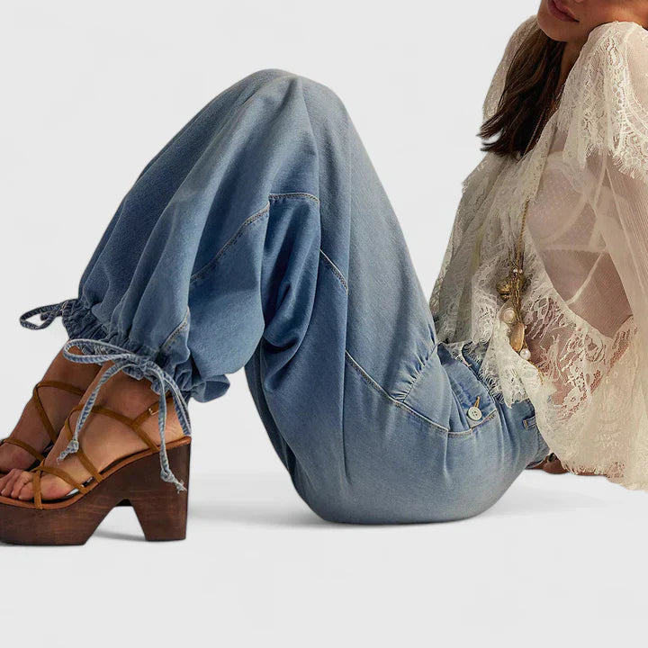Women's Dress Pants – Balloon Leg Denim Trousers