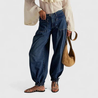 Women's Dress Pants – Balloon Leg Denim Trousers
