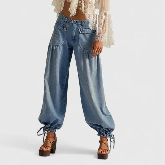 Women's Dress Pants – Balloon Leg Denim Trousers