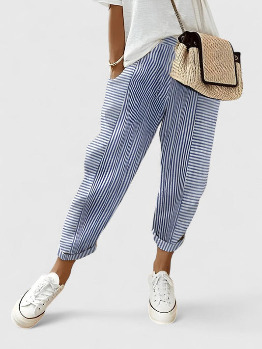 Women's Dress Pants – Striped Pull-On Jogger Trousers