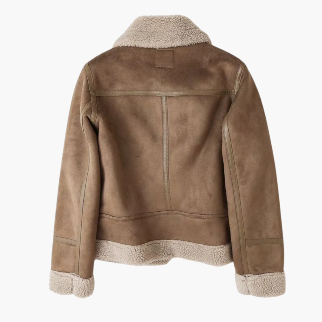 Women's Jacket – Belted Shearling Moto Jacket