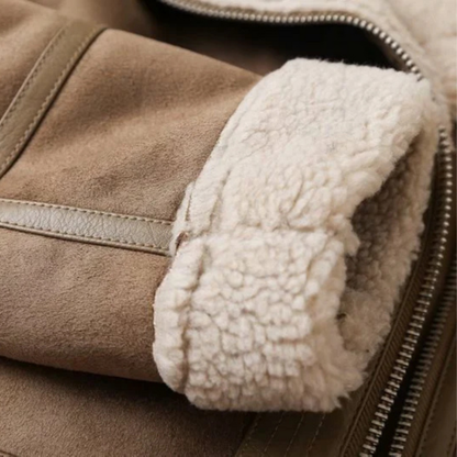 Women's Jacket – Belted Shearling Moto Jacket