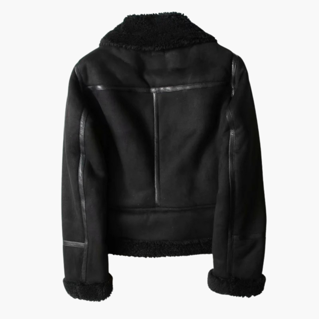 Women's Jacket – Belted Shearling Moto Jacket