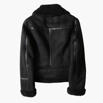 Women's Jacket – Belted Shearling Moto Jacket