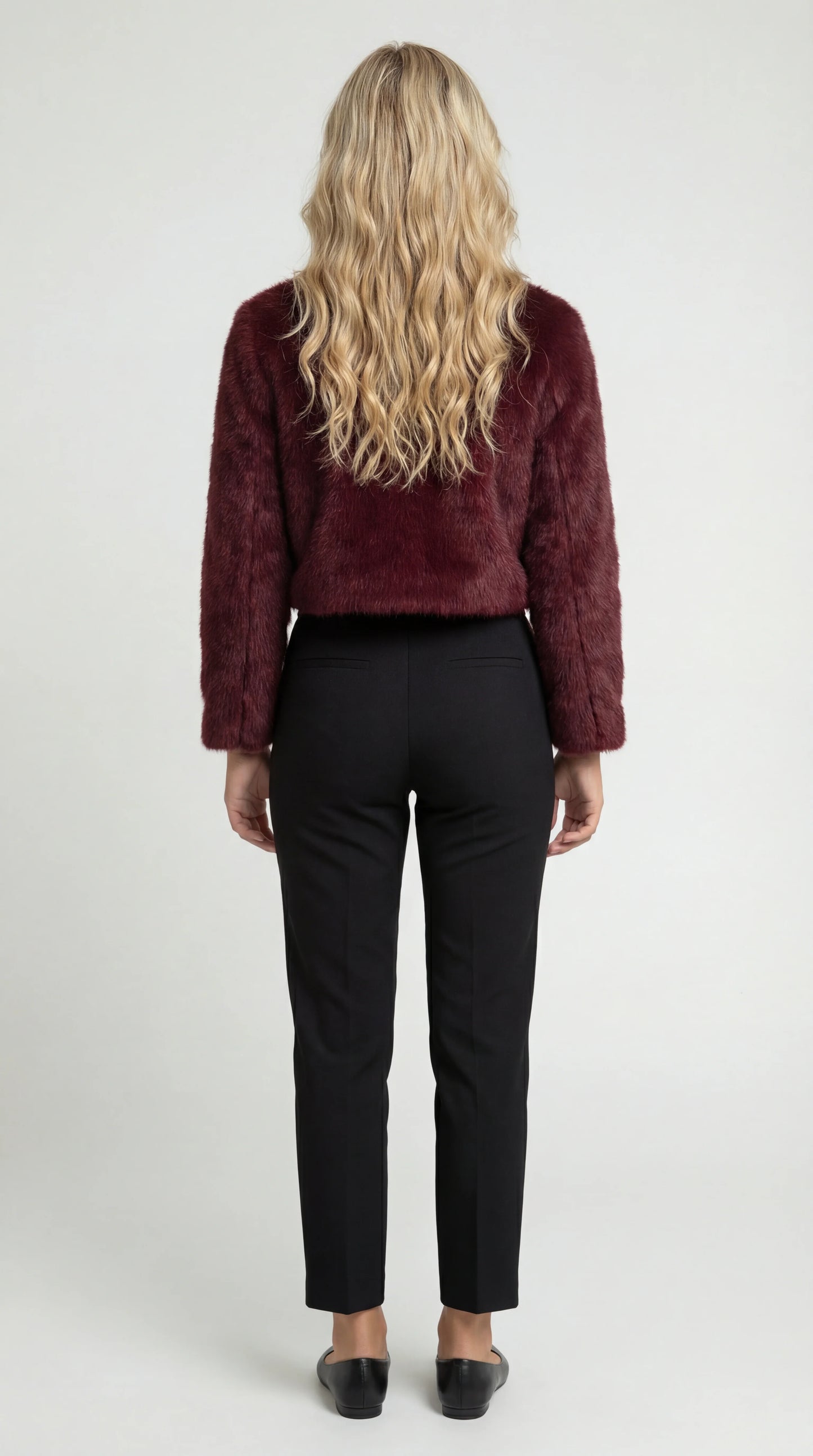Women's Jacket – Cropped Faux Fur Collarless Jacket