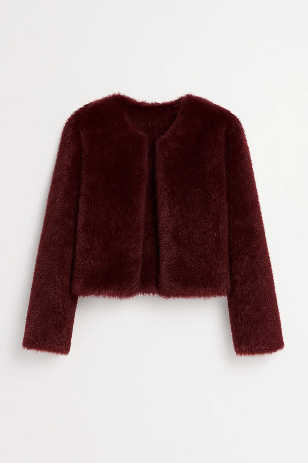 Women's Jacket – Cropped Faux Fur Collarless Jacket