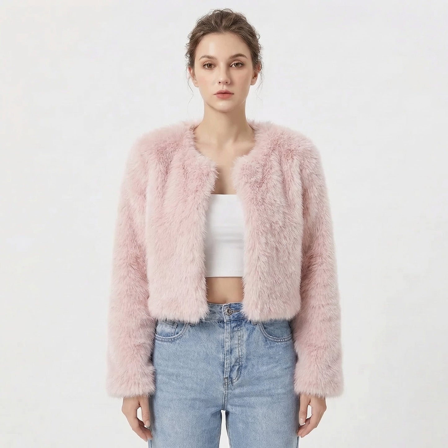 Women's Jacket – Cropped Faux Fur Evening Jacket