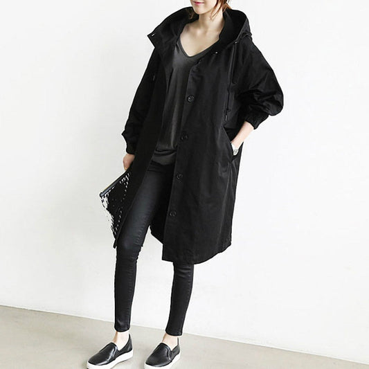 Women's Jacket – Hooded Long Rain Jacket