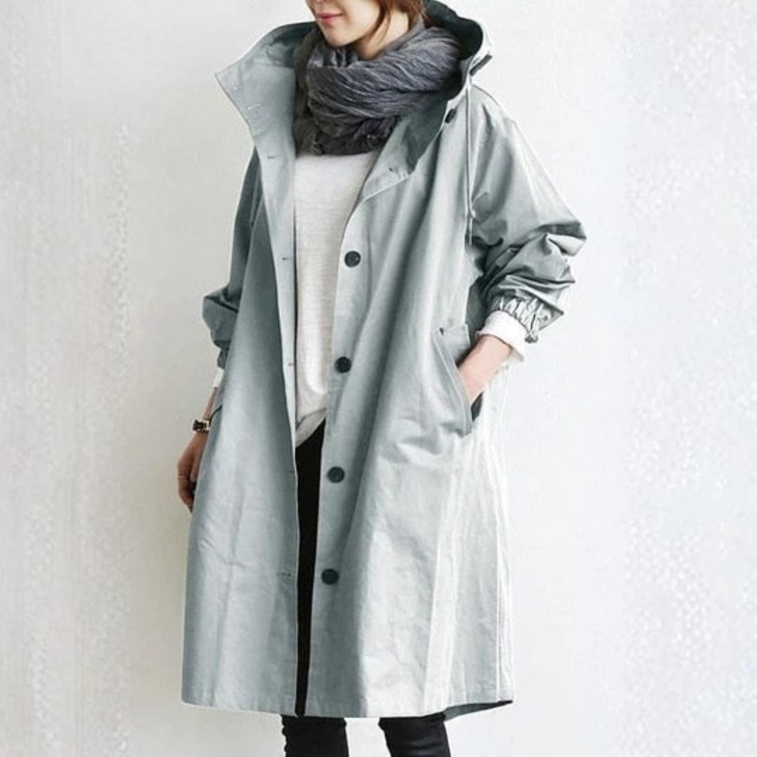 Women's Jacket – Hooded Long Rain Jacket