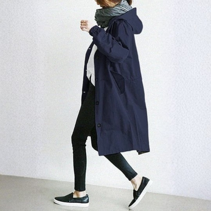 Women's Jacket – Hooded Long Rain Jacket
