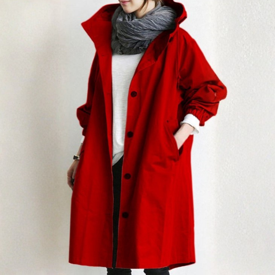 Women's Jacket – Hooded Long Rain Jacket