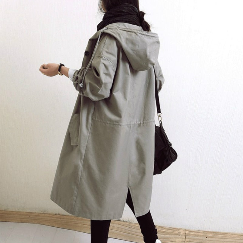 Women's Jacket – Hooded Long Rain Jacket