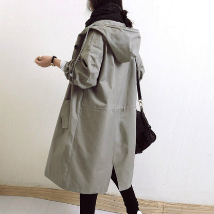 Women's Jacket – Hooded Long Rain Jacket