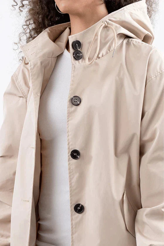 Women's Jacket – Hooded Long Rain Jacket