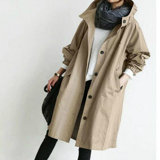 Women's Jacket – Hooded Long Rain Jacket