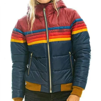 Women's Jacket – Hooded Retro Puffer Jacket