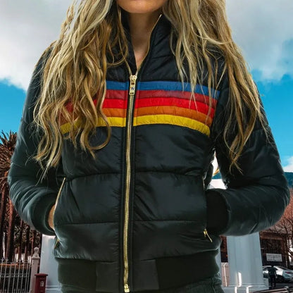 Women's Jacket – Hooded Retro Puffer Jacket