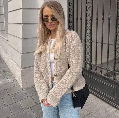 Women's Jacket – Teddy Button Front Overshirt