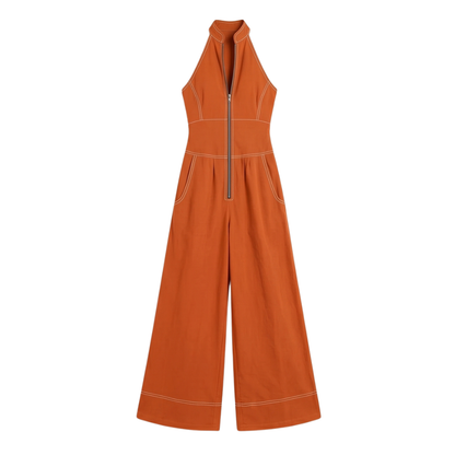 Women's Jumpsuit – Halter Wide-Leg Tailored Waist Style