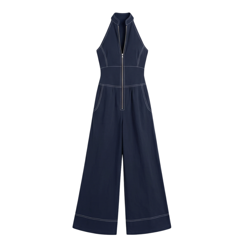 Women's Jumpsuit – Halter Wide-Leg Tailored Waist Style