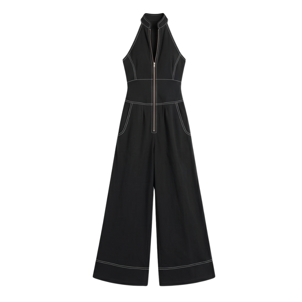 Women's Jumpsuit – Halter Wide-Leg Tailored Waist Style
