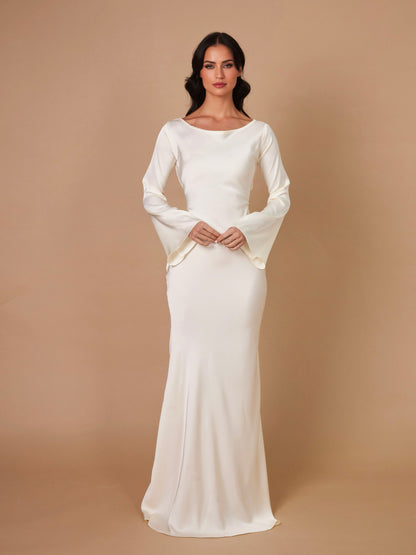Women's Long Sleeve Maxi Dress – Fitted Shape & Bell Sleeves
